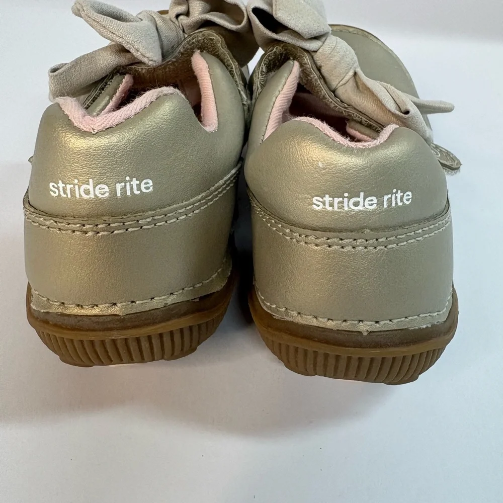 Stride Rite Light Metallic Gold Mary Jane with Bow
